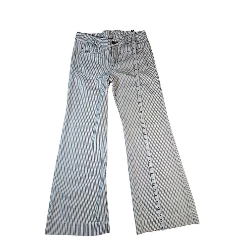 Ralph Lauren Girls 14 Blue White Striped Denim Wide Leg‎ Sailor Pants Y2K Petit